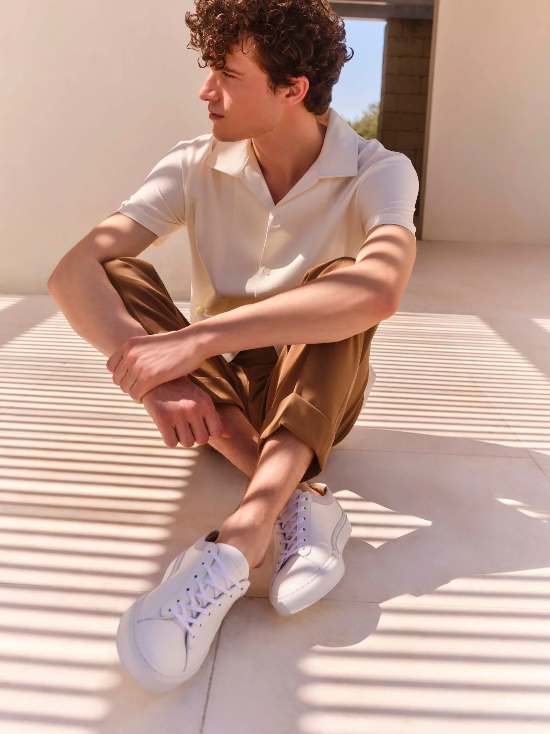 Capri Leather & Suede Sneaker in Avorio - Image 7