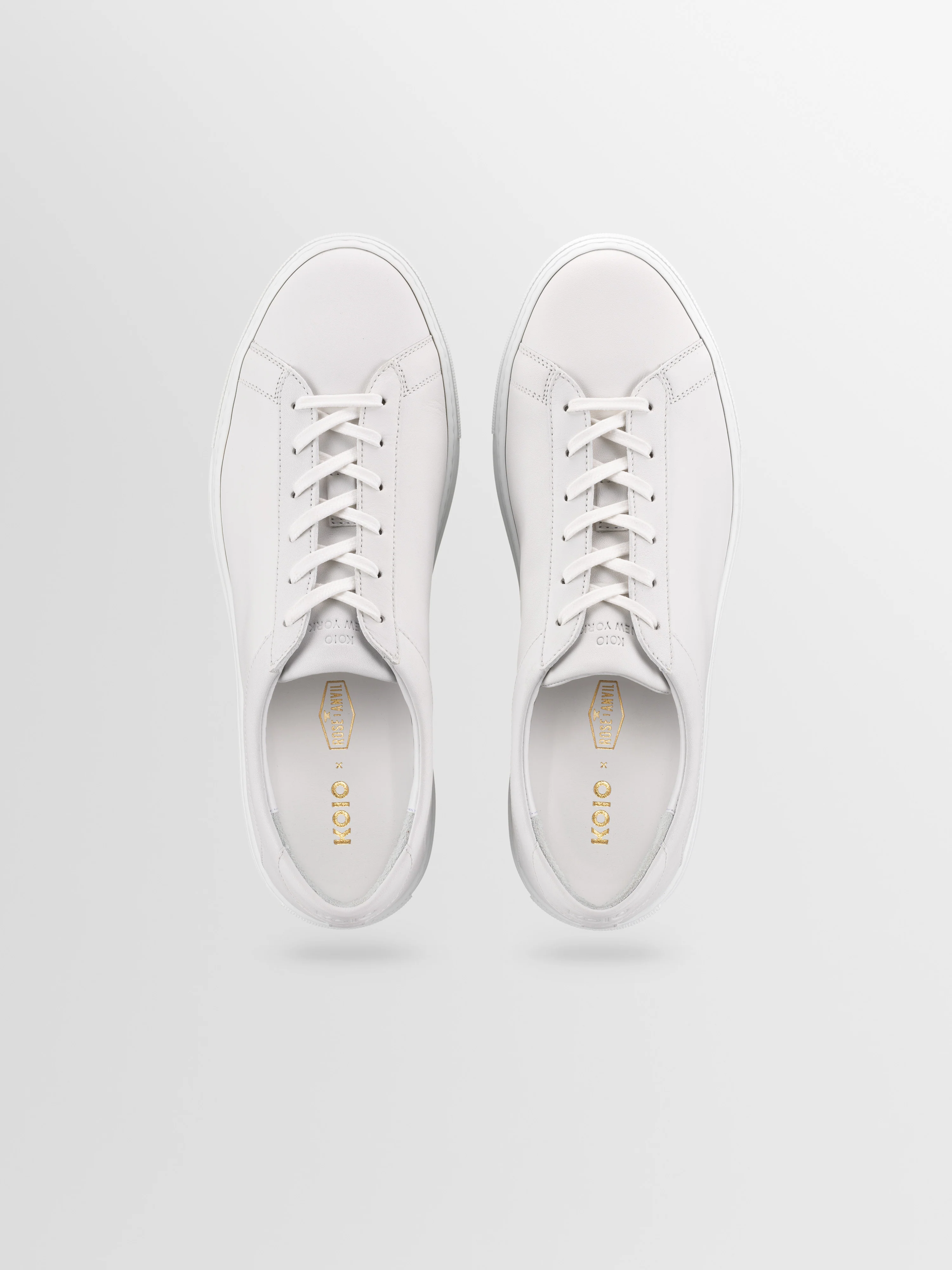 Capri Leather Sneaker in Triple White Rose Anvil - Image 3