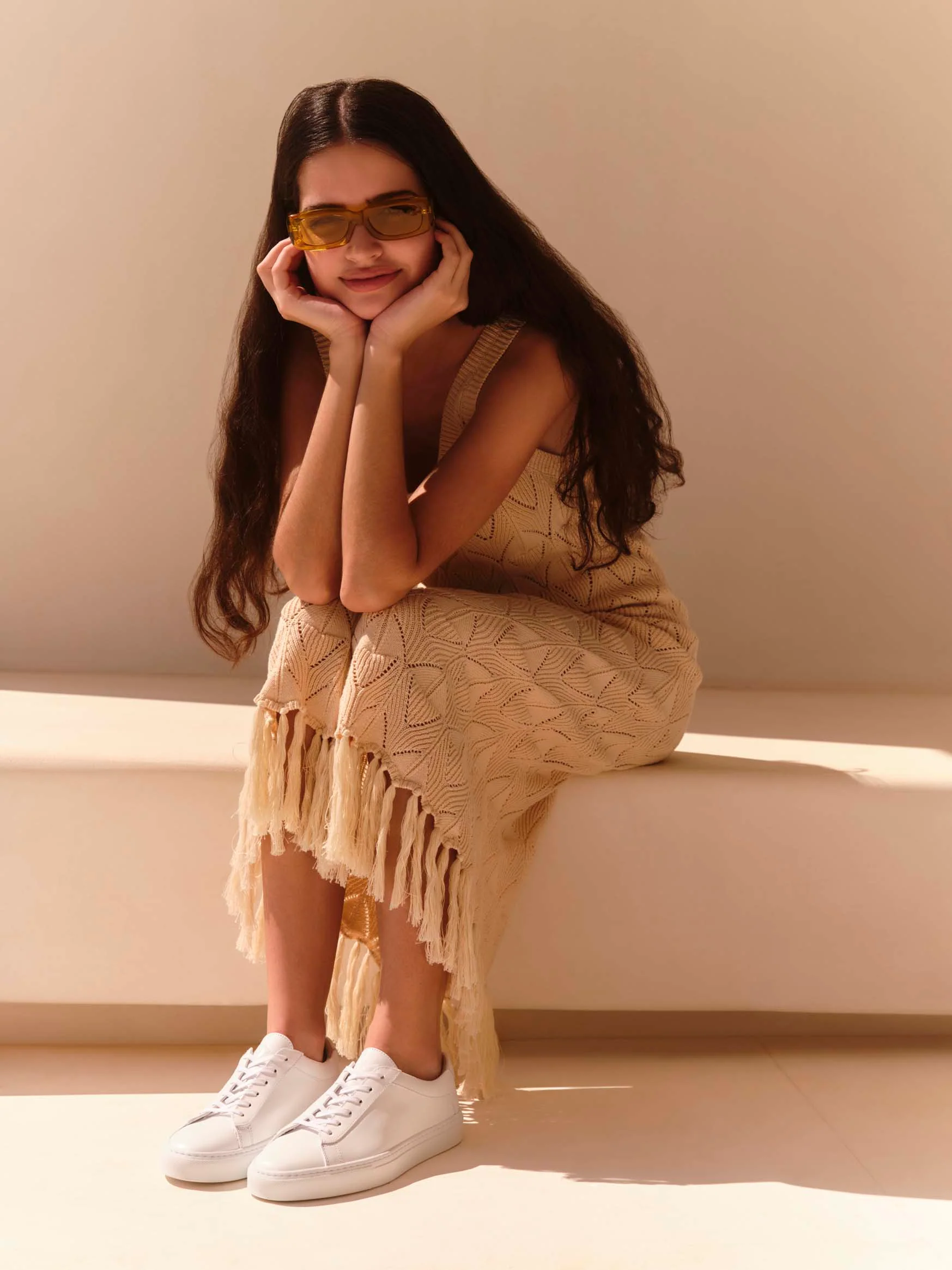 Capri Leather Sneaker in Triple White - Image 7