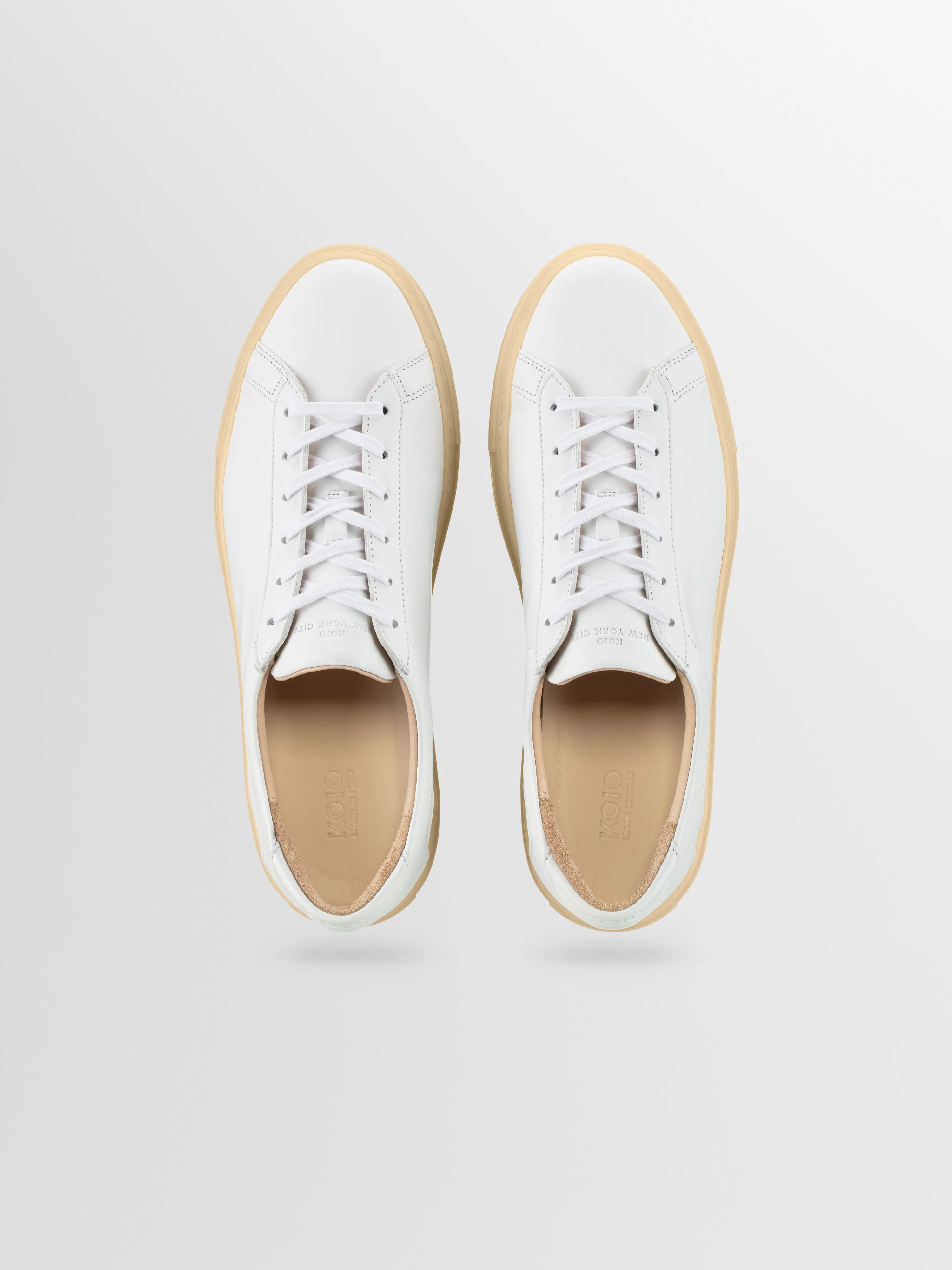 Capri Leather Sneaker in White Light Gum - Image 3