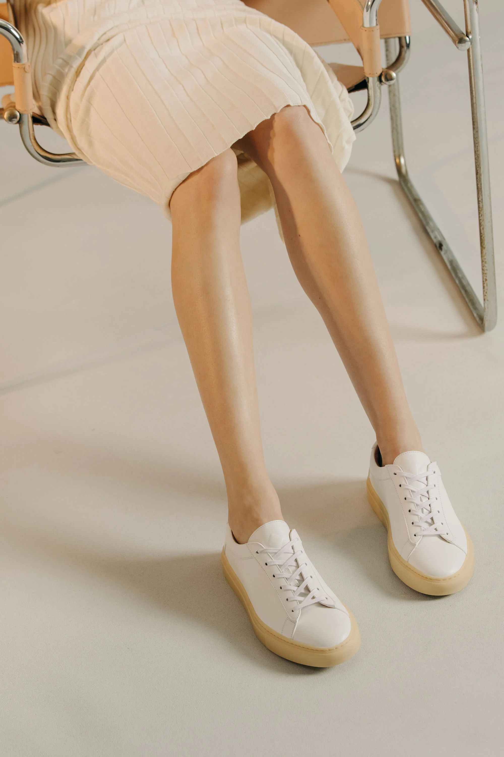 Capri Leather Sneaker in White Light Gum - Image 7