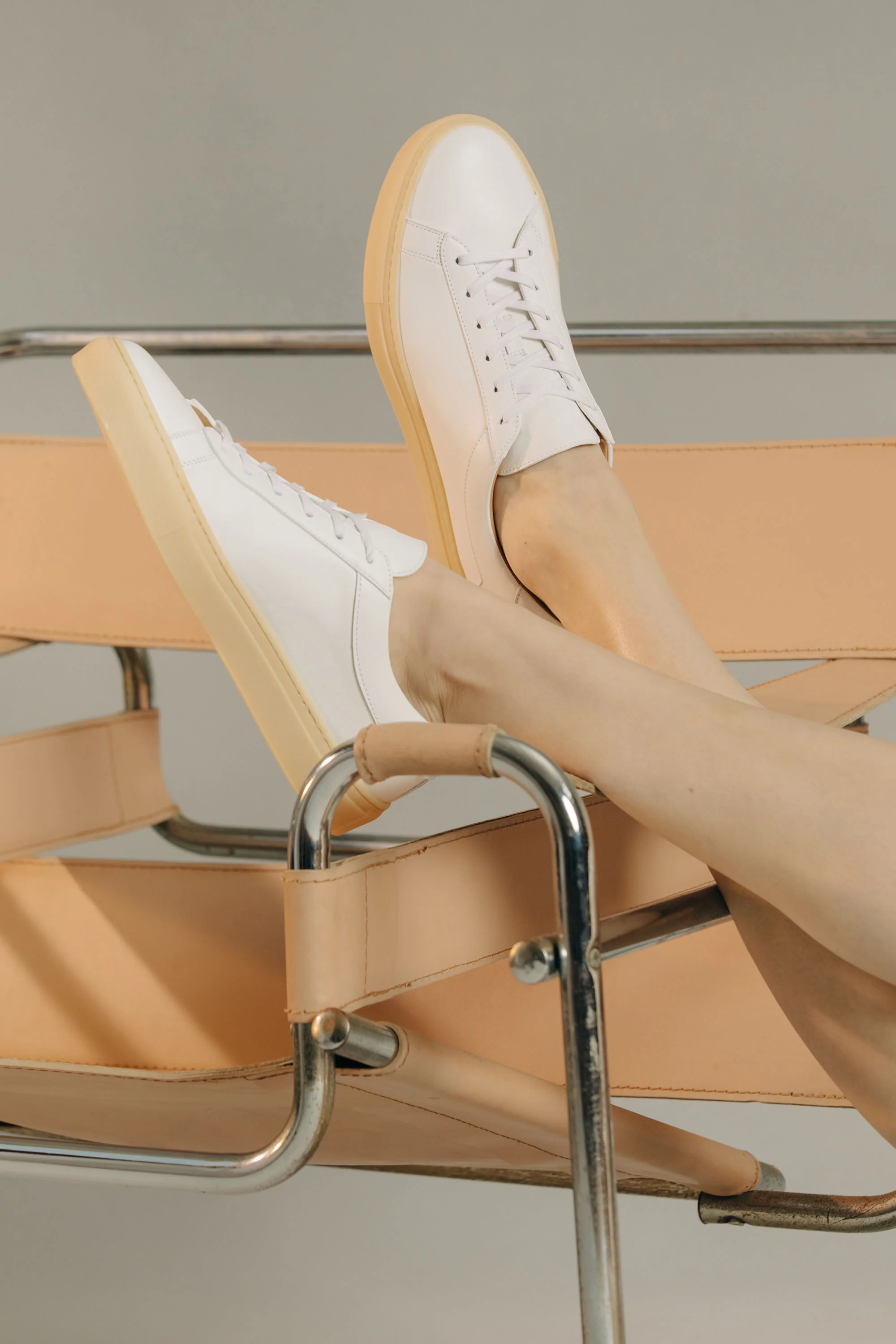 Capri Leather Sneaker in White Light Gum - Image 8